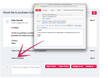 Receive customer service enquiries sent by e-mail through the web